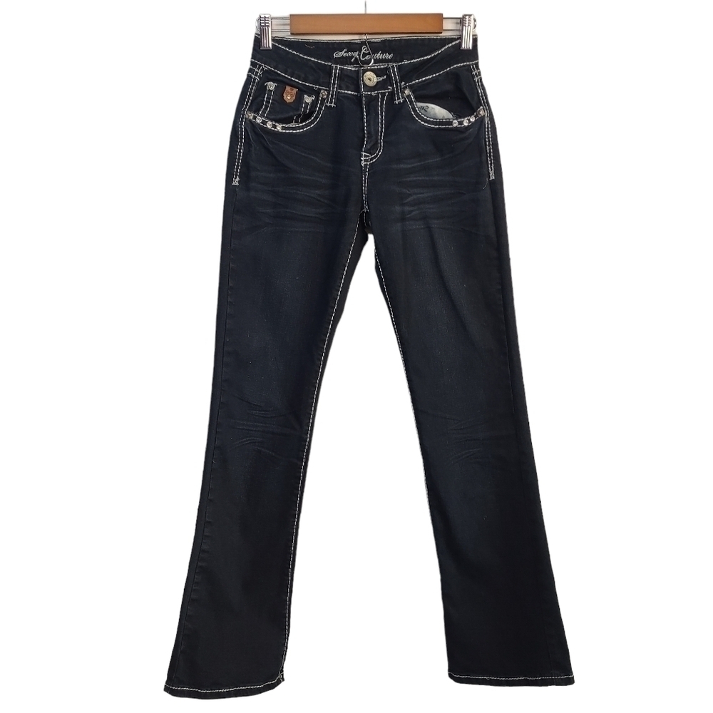 Sexy Couture Women's Blue Rhinestone Embellished Jeans Size 5